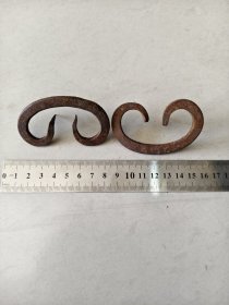 铁如意环一对，古代手工打制，品相好