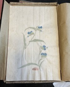 晚清套色花卉 笺纸一张