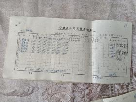 宁波二建公司工资单80年代。