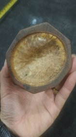 竹雕八面体诗文花鸟笔筒