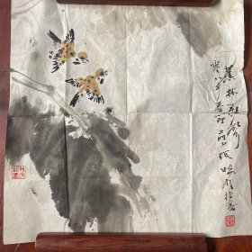 著名指画家，张晓风。指画一张，画心尺寸（45*45）cm，如图，保真。货号 ：H121