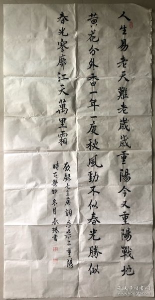 未裱书法一幅 实物原图 现货供应 早期旧作品 也许有漏笔失误 也可能章法不全 书友看清再拍 按图发货 品相以图为准【62X125厘米 货号：15820】