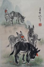 著名画家全祝明毛驴作品，48x70㎝，3平尺