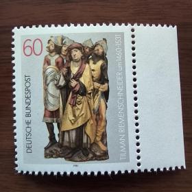 Pl20外国邮票西德1981年 雕塑家里门施奈德逝世450周年 1全 新