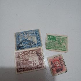 49年《武汉解放纪念》邮票两张+其他建国初期邮票两张，共计4张合售，祥见图。