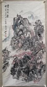著名高僧 圆林法师 国画一幅 灵山法会 尺寸136x68厘米，保真！