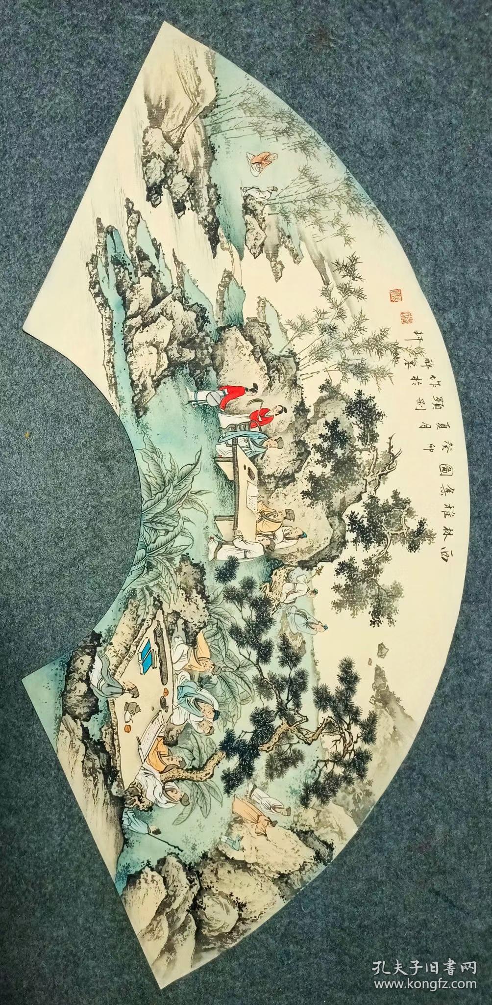 李显刚 可合影，扇面仿古山水精品