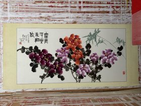 朱旭牡丹。扬州国画院副院长。傅抱石弟子