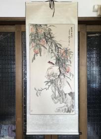 天津画家马小刚纸本国画花鸟1992年8平尺立轴真迹