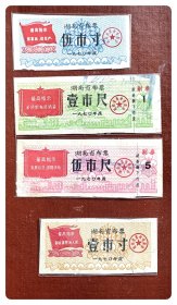 湖南省布票1970年度伍市寸、壹市尺及伍市尺～附送撕裂的同期壹市寸