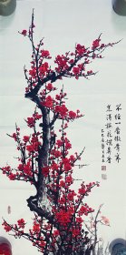 梅花，写意画法，纯手绘，假一赔万，支持第三方鉴定，陕西省美协龚关连老师的原创大作，实际画的比照片拍出来要漂亮的多，笔法苍劲有力，行云流水，皴法点染，满工满画的，看整个构图，非常漂亮。尺寸为1.38米×70公分，四尺整张的，家里客厅，卧室，茶室，书房，玄关，中堂都可悬挂，闭眼入，真的特别好看。