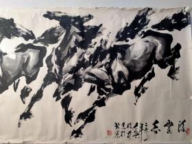 保真书画，林荣国画作品一幅，尺寸：95*178.5纸本托片