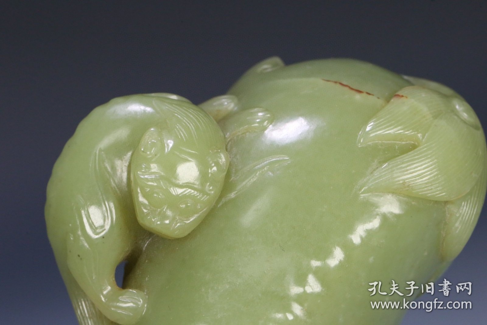 清代 和田黄玉子母瑞兽摆件，尺寸10.5*8.8*6厘米，重598克