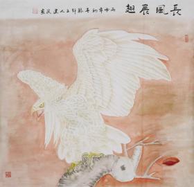 王建民 国画字画纯手绘八尺斗方工笔画鹰