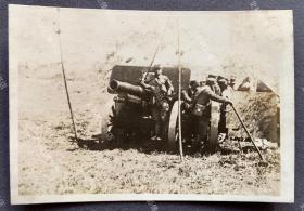 抗战时期 国军重炮部队之阵地 银盐老照片一枚