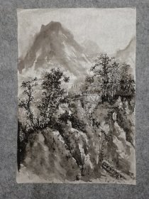无款 国画山水 原稿手绘真迹 画心软片尺寸68*46厘米