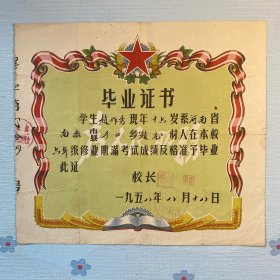 1958年毕业证书（南乐县）