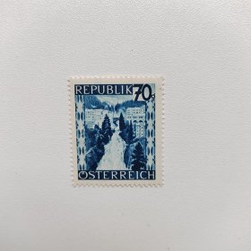 外国邮票 奥地利邮票早期建筑桥梁河流风光 新票1枚 如图