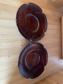 日本回流 木托 茶托 托盘 实木 材质 有包浆 两个一起 年代物品 有微瑕  工艺 花瓣
