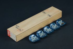 日本古伊万里手绘古木梅纹筷置5客（全新全品，带原供箱）
