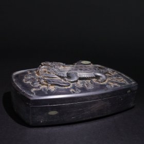 旧藏端石盖砚：龙龟献宝 款：任昉