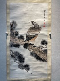 爱新觉罗 毓岚   ，原装裱镜心，国画鹰作品