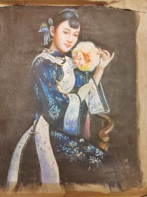 陈逸鸣油画1987年，古典美女，笔触细腻，知名画家