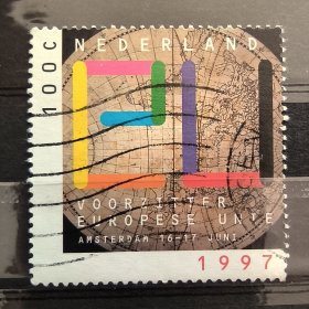 Hl301外国邮票荷兰1997年 邮票 欧洲理事会 艺术设计 地理地图 信销 1全 邮戳随机
