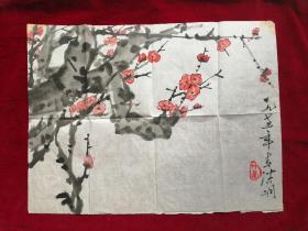 红梅花开，45.5x34cm，刘泮峒手绘