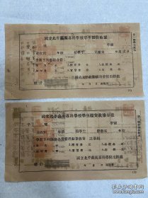 国立北平艺术专科学校单据二张,有名人盖章。
