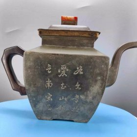 清代诗文白锡茶壶