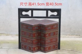 旧社会楠木大漆描金“福寿”食盒