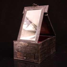 珍品旧藏收民国木头包铜皮化妆盒一个 首饰盒一个 重1414厘米 高19厘米 宽13厘米 长19.5厘米