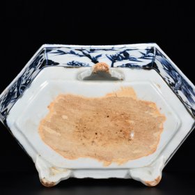 旧藏 元青花松竹梅纹六方盆 高10厘米 宽22.5厘米