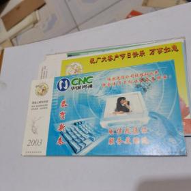 2003年中国邮政贺年（有奖）中国网通临沭通信公司企业金卡实寄明信片