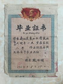 长治地方文化系列--50年代毛头证书--襄沁县--《毕业证书》--虒人荣誉珍藏