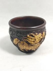 铜鎏金麒麟缸 香炉，品相如图