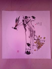 独立艺术家， 付建， 花鸟画精品，尺寸：50*50，软卡纸，作品得自书画家本人，保真。
【包邮快递】