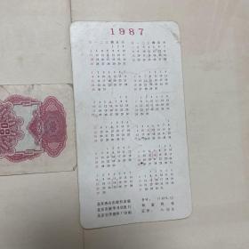 1972年北京市购物券-日用工业品，赠1987年日历卡