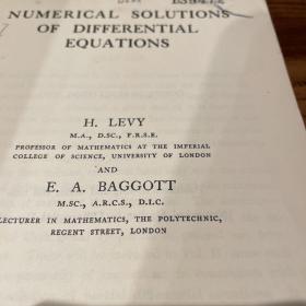 1950 英文《numerical solutions of differential equations》 微分方程名著 H. Levy ， E.A. Baggott （馆藏，保存良好）