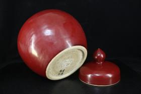 祭红釉单色釉纹盖罐