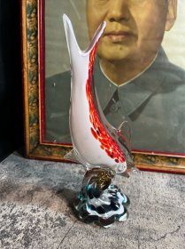 70，80年代，国营玻璃厂出品，热带鱼造型玻璃花瓶一只