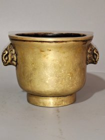 古董 古玩收藏 铜器 铜香炉 传世铜炉 回流铜香炉 纯铜香炉 长13厘米，宽11厘米，高8.8厘米，重量2.5斤