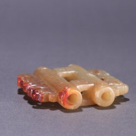 和田玉双管雕件