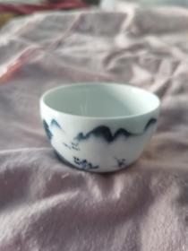 贵和祥青花手绘山水茶碗