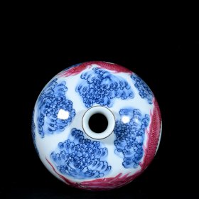 清乾隆青花浮雕胭脂红描金龙纹梅瓶44/29厘米