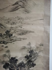 民国老山水画柱