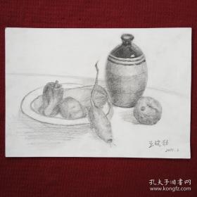 王晓勃 手绘素描画 西画油画素描水粉字画 国画老物件。近现代西画油画大艺术家作品，水粉素描油画艺术大师级人物。画心尺寸37×26cm