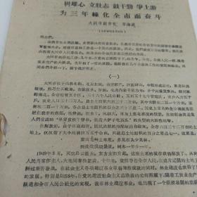 共青团资料  1960年  山西省青年向园林化继续进军誓师大会发言材料   大同市副市长 李海波