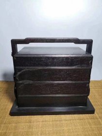 檀木食盒，尺寸27×19×23厘米